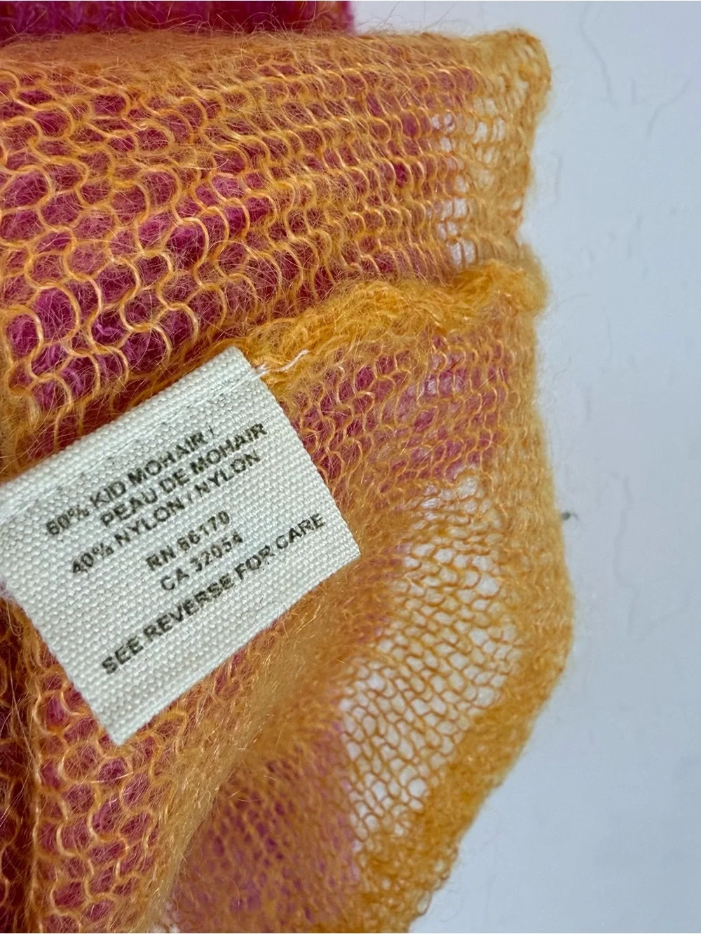 Free People Mohair Cardigan Y2k Double Knit Pink Yellow Sheer